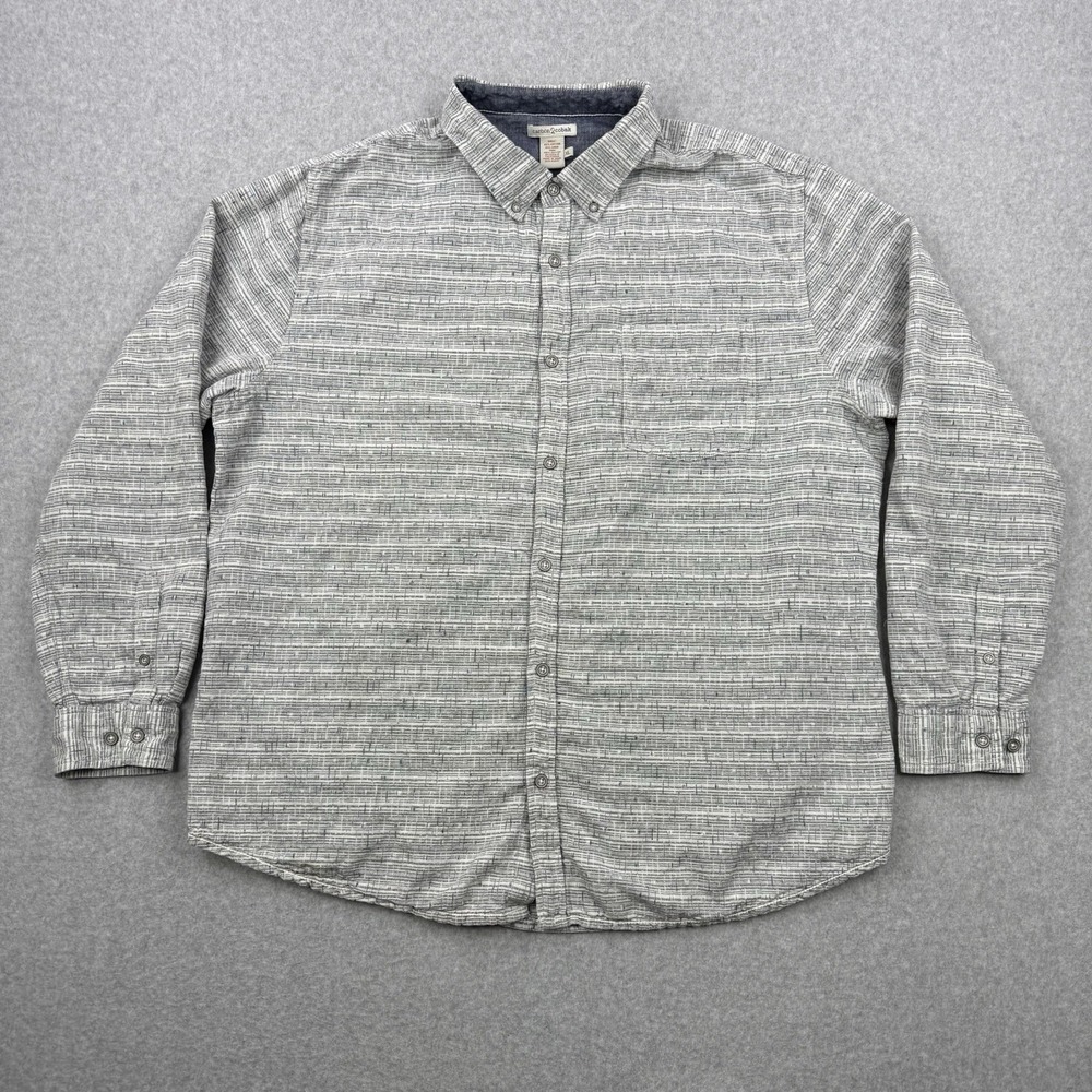 Carbon 2 Cobalt Shirt Mens XL Gray Textured‎ Linen Blend Button Down Long Sleeve